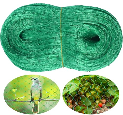 MAILEKT Rete di protezione per uccelli, 8 m x 10 m, per giardino e aiuole rialzate, protezione efficace da piccioni e altri uccelli, a maglia stretta e stabile per alberi da frutto, fragole e ciliegio