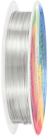 M METERXITY 0.4 mm/26 Gauge Copper Wire for Jewelry Making, 30.2FT Copper Beading Craft Wire for Jewelry/Weaving/DIY Crafting/Planting, Color-Retaining [9.2M, Bright Silver]