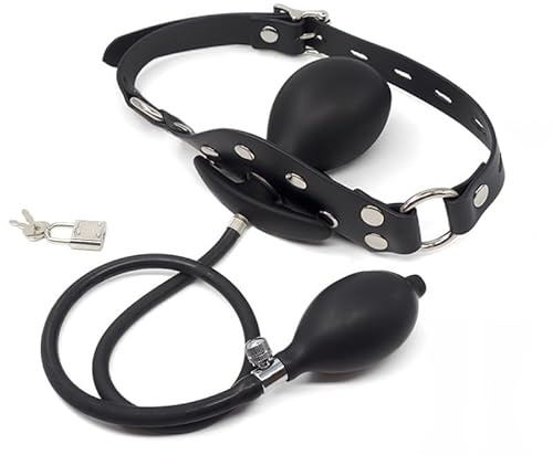 TGHYRF Bâillon buccal gonflable SM réglable en silicone avec serrure et clé, jouets sexuels for hommes et femmes