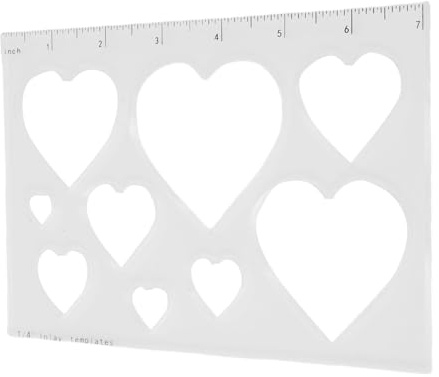 Marhynchus Routermall Inlägg Dekorativ Mall Transparent Akrylstencillinjal för Gör-det-själv-träbearbetningsprojekt Mätverktyg med Gränsmarkeringar 1/4 Tum Tjock (Loving Heart 9 i 1)