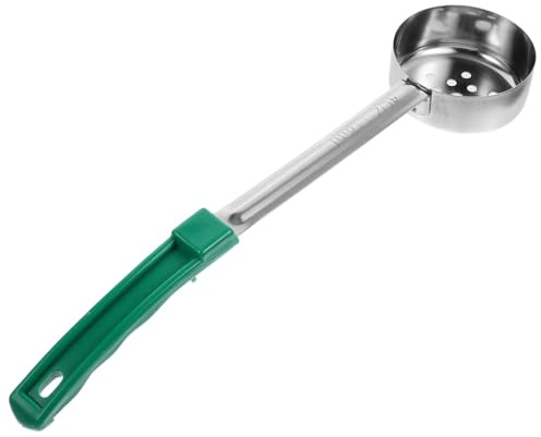 DECORNIJIA Cuchara para Salsa de Pizza de Acero Inoxidable 4 Oz con Agujeros Cucharón para Control de Porciones en Cocina Mango Ergonómico para Uso en Hogar y Restauración