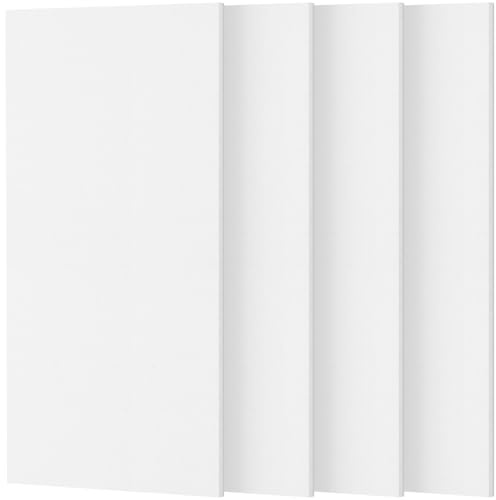TONOR Paneles Decorativos para Pared, 4 Paneles 112x55 cm, Panel Acusticos Autoadhesivos para la Decorativo de Paredes Interiores, Estudio, Sala de Estar, Oficina, Blanco