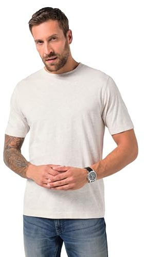 JP 1880 Herren große Größen Übergrößen Menswear L-8XL T-Shirt, Basic, Rundhals, gekämmte Baumwolle Natur Melange 4XL 702558201-4XL