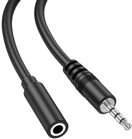 Jack Audio 3M, Victeck nylon, flätad stereokabel, 3,5 mm, hane till hona, förlängningskabel, kompatibel med iPhone-hörlurar, Samsung hörlurar, PC-högtalare, surfplattor, MP3-spelare och mer (3M)