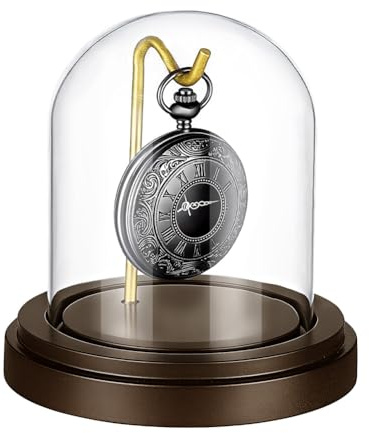 PH PandaHall Vetro a Cupola per Orologio Vintage Campana di Vetro per Orologio, 10.7x11.5cm Espositore per Orologi da Tasca con Gancio per Medaglie Collezionabili Festa del Papà