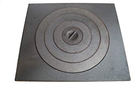 Sellon24® Placa de fundición para horno, sin tratar, hierro fundido, anillo de hierro fundido, 46 x 40 cm