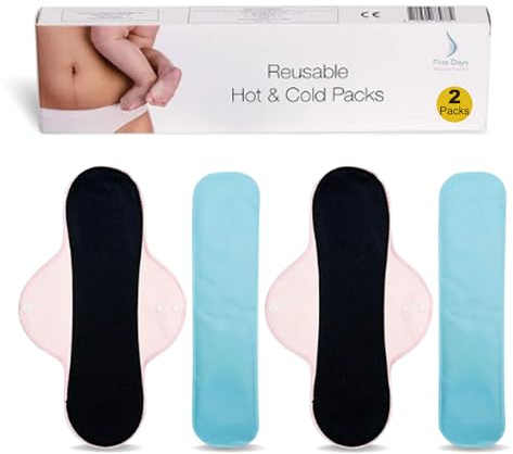 First Days Maternity Hot and Cold Gel Packs Reusable - Ideal for Postpartum, Post-Birth Recovery, Episiotomy Relief, Haemorrhoids, and More - Freezer and Microwave-Safe (Pack of 2)