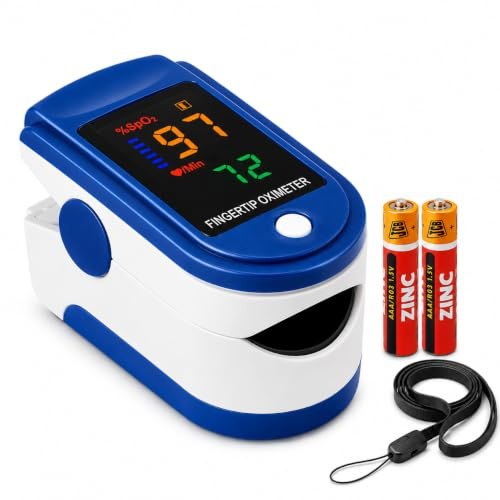 Oxygen Saturation Monitor GENERISE Pulse Oximeter for Adults & Children - Blood Oxygen Monitor with Large Clear OLED Display - Features SPO2 & PR Detection for Fast, Accurate Results, Batteries Inc