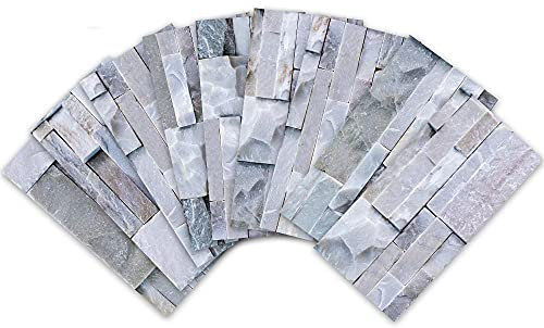 Tile Stickers,54 Pieces of Three-Dimensional Light Gray Imitation Wall Tiles, Balcony Decoration Bathroom Tiles and Floor Stickers