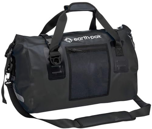 Earth Pak Seesack, wasserdicht, robuste Motorrad-Trockentasche mit großem Stauraum, perfekt für Reisen, Camping, Kajakfahren, Angeln und Kanufahren, Größen: 50 l/70 l/90 l/120 l, Schwarz, 90L