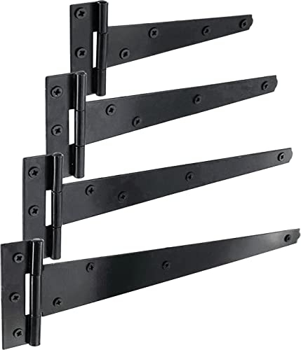 IRONTITE® Charnières en T noires de 250 mm, résistantes aux intempéries pour portails ou abris de jardin en bois
