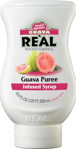Re’al Syrup | Guava Puree Infused Fruit Syrup | Made with Real Guava | 500ml | Natural Ingredients| Cocktails, Baking, Smoothies, Mixing Drinks, Desserts, Cooking