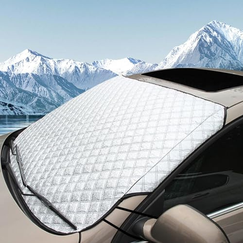 Corpower Copri Parabrezza Auto, Copri Parabrezza per Auto Inverno, Telo Parabrezza Auto Antigelo, Copertura Parabrezza Auto, Contro Neve, Ghiaccio, Gelo, Anti UV, 145 * 95cm