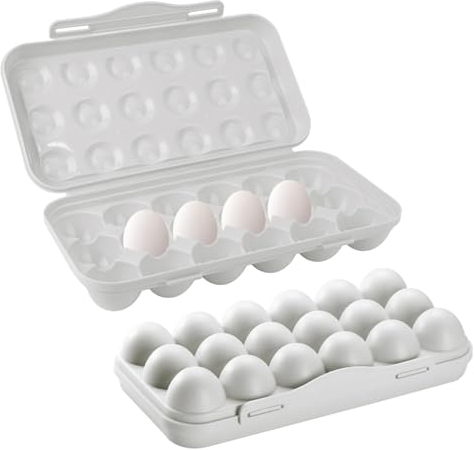 LdawyDE 2er Eierbehälter 18 Eier, Eierbox Kühlschrank Organizer, Verschluss Eierschachtel mit Deckel Stapelbar Eierkarton für Küche, Kühlschrank, Eierkartons für Transport Camping