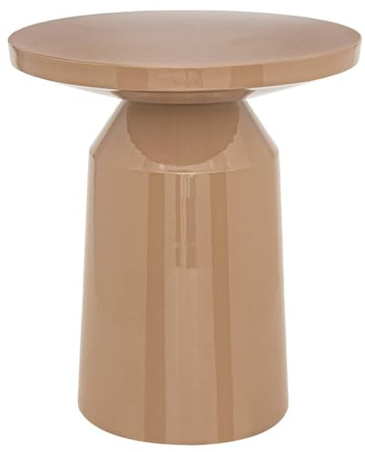 Atmosphera Créateur d'Intérieur - Table d'Appoint Totem Sita en Métal Beige - Table pour Chambre, Salon, Entrée - D38cm