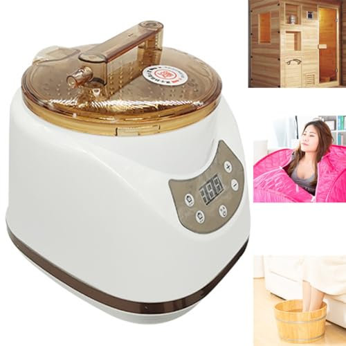 Cuiseur Vapeur De Sauna, Générateur De Vapeur Portable 2,5 L avec Télécommande, Machine De Fumigation 1000 W avec Affichage De Minuterie, pour Tente De Sauna, Boîte De Bain De Vapeur, Tonneau en Bois