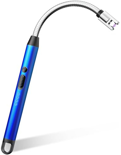 VEHHE Mechero de barra – Mechero eléctrico USB-C recargable con cuello flexible de 360°, resistente al viento y a prueba de explosiones, sin llama abierta y emisiones de CO₂ (azul)