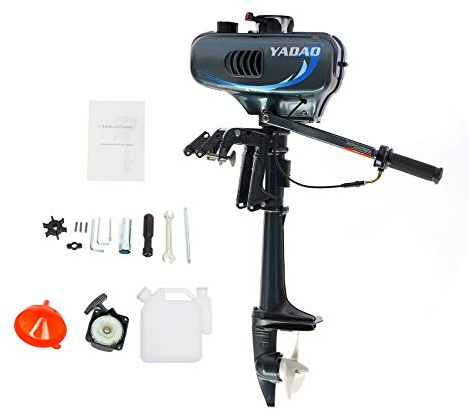 3.5HP Outboard Engine Petrol, 2-Stroke Fishing Boat Dinghy Engine Outboard Motor with Water and Air Cooling, Outboard Motor with CDI Ignition System, for Boat Dinghy Kayaks, Lightweight, Black