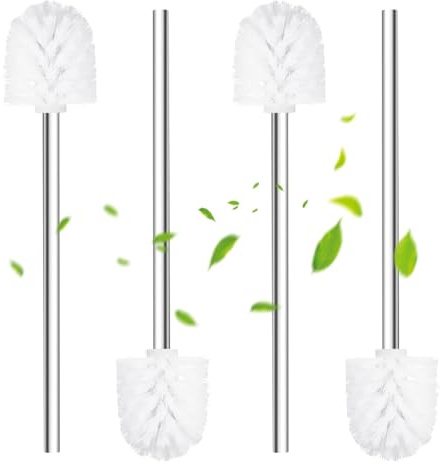Klobürste Weiß Ø 6,5cm,4 Stück, WC-Bürste mit Edelstahlgriff,Toilettenbürste für das Badezimmer,Praktisches Toilettenbürstenset mit für eine gründliche WC-Reinigung,Stehende Edelstahl-WC-Bürsten