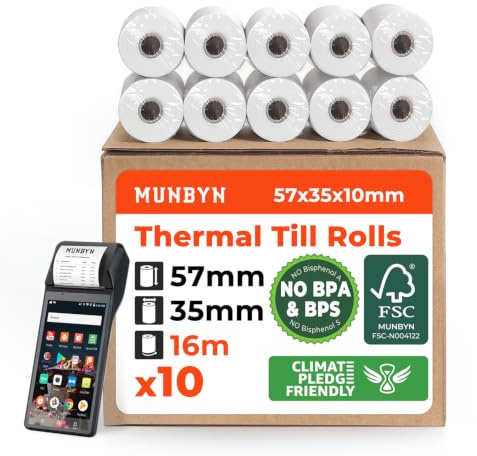 MUNBYN Kvittorullar, PDQ Termorullar, 57x35mm, 16m, 10-Pack