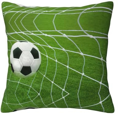 Kfjghhl Funda de cojín cuadrada suave con diseño de fútbol de hierba verde