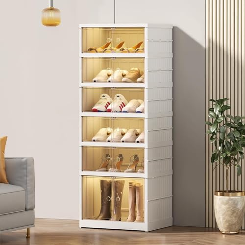 Yopption Zapatero plegable de 6 niveles, zapatero plegable para 12 zapatos, zapatero plegable, almacenamiento de zapatos y zapatillas, para armario con puertas, zapatero
