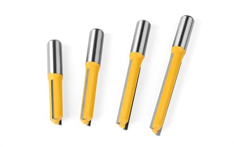 1 ensemble de mèches de défonceuse à tige de 12 mm de 12 mm - Double cannelure - Longs et droits - Fraise à rainurer - Pour le travail du bois - Pour rabot en bois (10 mm x 50 mm)