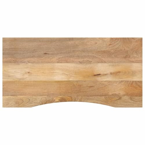 SooIarix Skrivbordsskiva med utskärning 110 x 50 x 2,5 cm massivt trä, robust bänkskiva för kontor och matsal, hållbar bordsskiva av naturträ