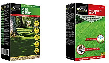 Semillas Batlle Semillas de Césped Césped Zonas Sombrías 1Kg Batlle + Fertiliizante Caja 1,5 Kg. Batlle