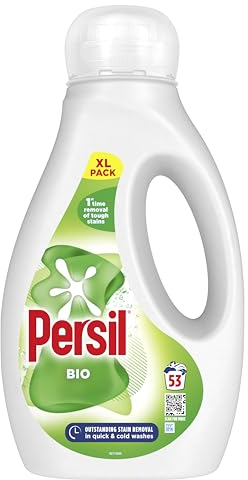 Persil Bio Laundry Washing Liquid Detergent 1st time removal of tough stains outstanding stain removal in quick & cold washes 53 washes (1.431 L)