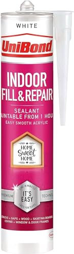 UniBond Indoor Fill&Repair Sealant, Multi-Purpose Sealant and Joint Filler for Interior Use, Door Frame and Window Sealer, Easy to Use White Sealant, 1x462g Cartridge