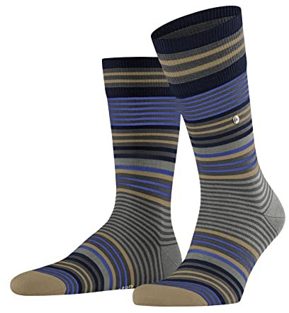 Burlington Herren Socken Stripe M So Wolle gemustert 1 Paar, Grau Dark Grey 3070, 40-46