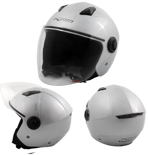 Casco Jet Visiera Lunga Scooter Moto Quad Omologato ECE 22-06 Argento L