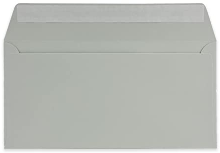50 DIN Lang Brief-Umschläge Hellgrau - 11 x 22 cm - 120 g/m² Haftklebung Standard Brief-Kuverts für Taufe & Einladungen von Ihrem Glüxx-Agent