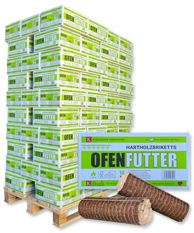 1000kg Nestro Hartholzbriketts im 10kg Karton FSC Gluthalter Kamin Ofen Brenn Holzbriketts Heiz Grill Smoker Kohle | 1 Palette | Energie Kienbacher