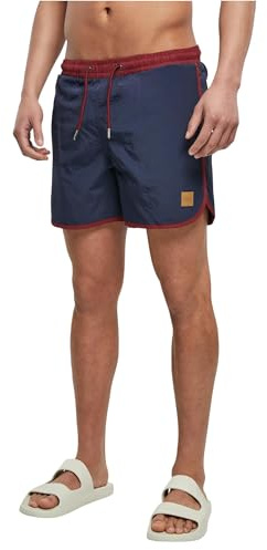 Urban Classics Retro badshorts för män, Vinröd, 4XL