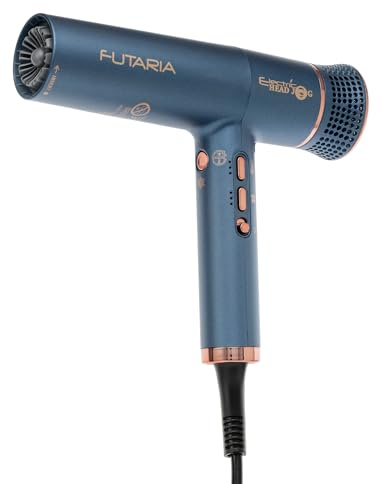 Electric Head Jog Futaria Hair Dryer. Lightweight Hairdryer with 2 Nozzles & Diffuser. Fast Drying 3 Temperature, 2 Speed Dryer with Cold Shot. Slim Hairdryers for Blow Drying & Styling (Twilight)