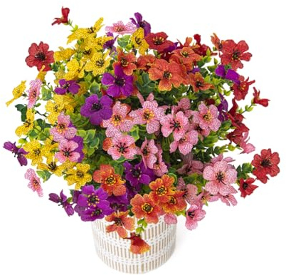 AIOR 10 Pezzi Fiori di Seta Artificiali, Fiori Finti Artificiale Piante Resistenti ai Raggi UV per Interni ed Esterni, Decorazione per Casa, Ufficio, Giardino, Patio, Cortile (Multicolore)