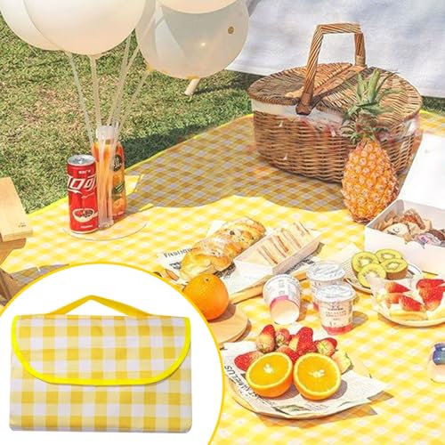 Mezqeich Picknickdecke 200 x 200 cm Campingdecke faltbar Picknickmatte Outdoor Stranddecke große Stranddecke wasserdichte für Picknick,Strand,Camping,Park,mit Griff