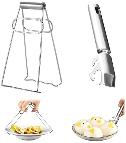 2 Piézas Pince pour Air Fryer, AntidérapantClip Anti-Brûlure Bol Pince à Bol Anti-Brûlure en Inox, Pince Attrape Plat Chaud, pour Bols Chauds, Micro-ondes(Argenté）