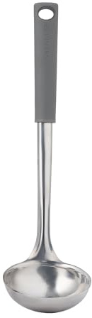 Viners Soft Grip Ladle | Stainless Steel Soup & Stew Serving Ladle with Soft-Touch Handle, Hanging Loop & Dishwasher Safe Design | Grey & Silver Kitchen Utensil