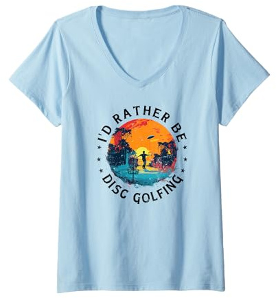 Mujer Disc-Golf-Jugador Disc-Golfing dichos Divertidos Disc-Golf Camiseta Cuello V