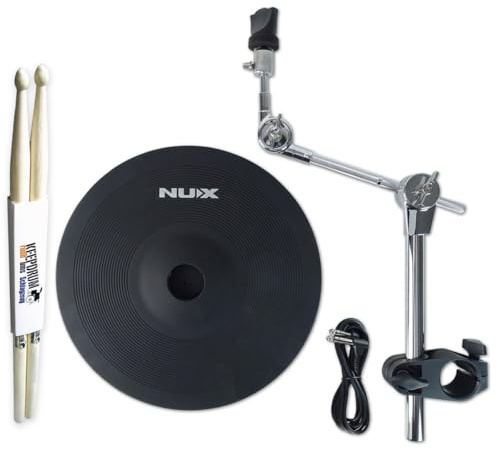 Nux DM8 Cymbal Set E-Drum Cymbal Pad 12 Inch with Holder and Keepdrum Drumsticks