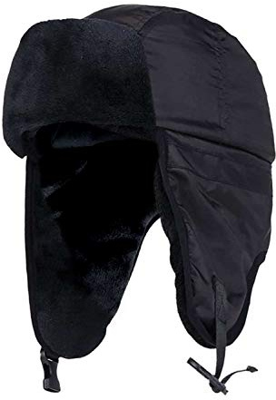 HEAT HOLDERS - Herren warm Winter gefüttert wasserdicht schwarz fliegermütze (Black (Trapper), Small/Medium)