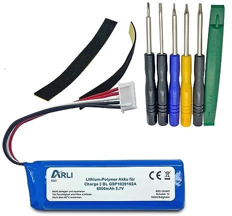 ARLI Ersatz Akku kompatibel für JBL Charge 3 BL GSP1029102A Li-Polymer 6000 mAh 3,7 V