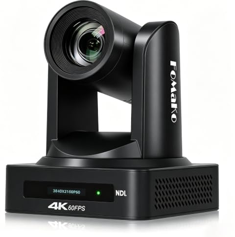 FoMaKo 4K NDI PTZ Camera, Support NDI HX3 4K 60fps Video Output, 20x Optical Zoom, AI Auto-Tracking Gen 3, 3G-SDI LAN USB PoE, for Church Worship Live Services Live Studio, K800N