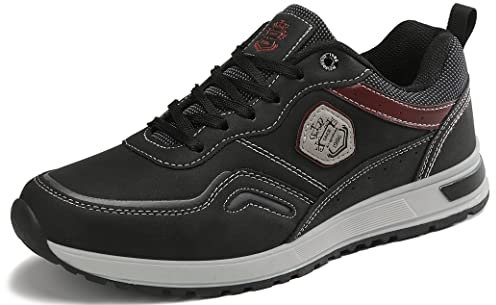 ARRIGO BELLO Sneaker Herrens Freizeitschuhe Schuhe Leder Größe 41-46(CP059501 Schwarz, Größe_43)
