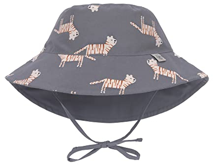 LÄSSIG Baby Kinder Sonnenhut Strandhut Sommerhut Sonnenschutz Kinderhut Babymütze wendbar atmungsaktiv UV-Schutz 80/Sun Protection Bucket Hat Tiger grey, 7-18 Monate, Größe: 46/49