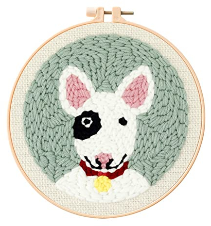 Feltsky Dobermann Kit Ago Da Perforazione Per Principianti, Con Telaio Da 20cm, Motivo, Fili Di Cotone, Aghi Da Perforazione, Infila Ago, Istruzioni