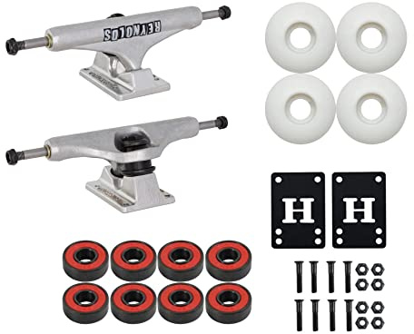 Independent Skateboard Trucks Andrew Reynolds Hollow Mid 144 8.25 with 52mm Wheels, ABEC 5 Bearings, Mounting Hardware, Optional Risers Included